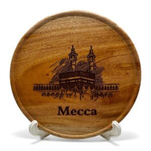 Mecca Round wooden Monogram  for Table or Desk with stand 6 inch